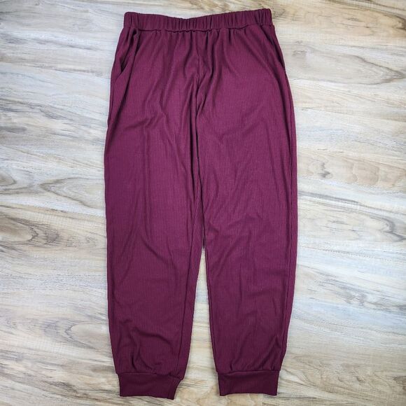 💇♀️Burgundy Oversized Ribbed Jogger Pants XLarge - Picture 2 of 8
